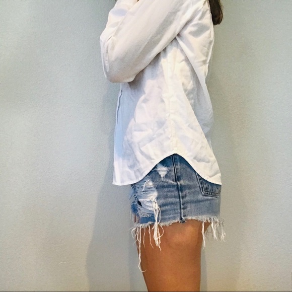 Madewell white v neck long sleeve blouse - Picture 6 of 8